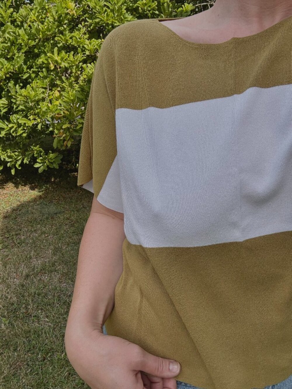 Halogen Olive Green/ White Bat Winged Shirt